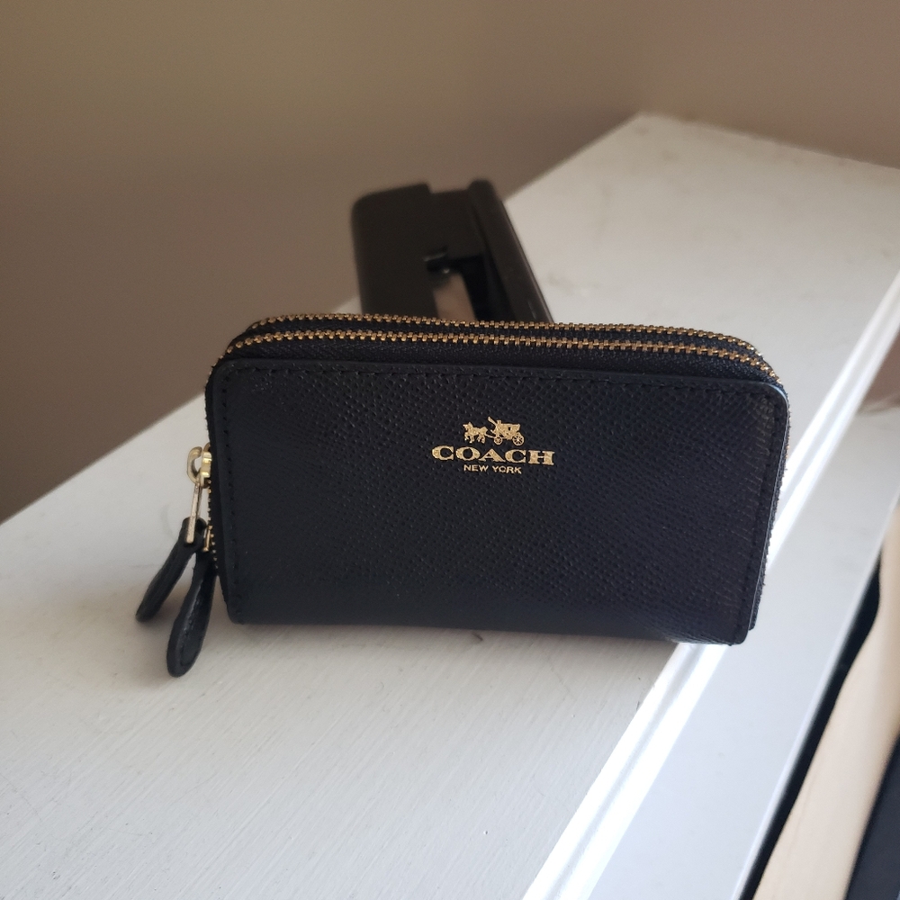 Coach double Zip coin case wallet